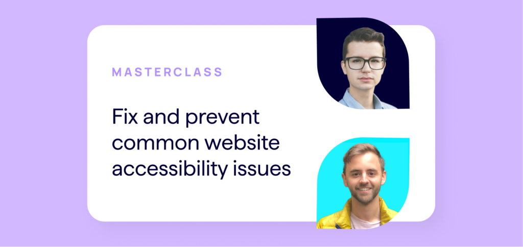 Banner for the On-Demand Lumar Webinar: Fix and Prevent Common Website Accessibility Issues. Photos of 3 people who spoke at the event are included on the banner as well as the QualityLogic logo