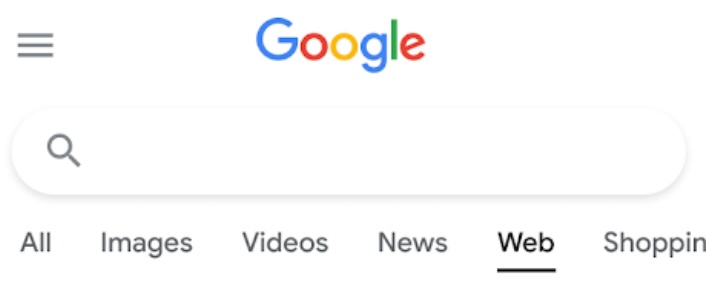 Screenshot showing what the new 'Web' filter looks like in Google Search