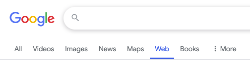 image showing where the 'web' tab is in Google Search