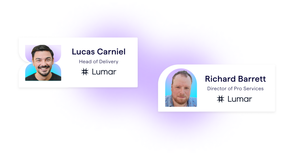 Expert Webinar Speakers - Lucas Carniel, Head of Delivery at Lumar and Richard Barrett, Director of SEO Professional Services at Lumar