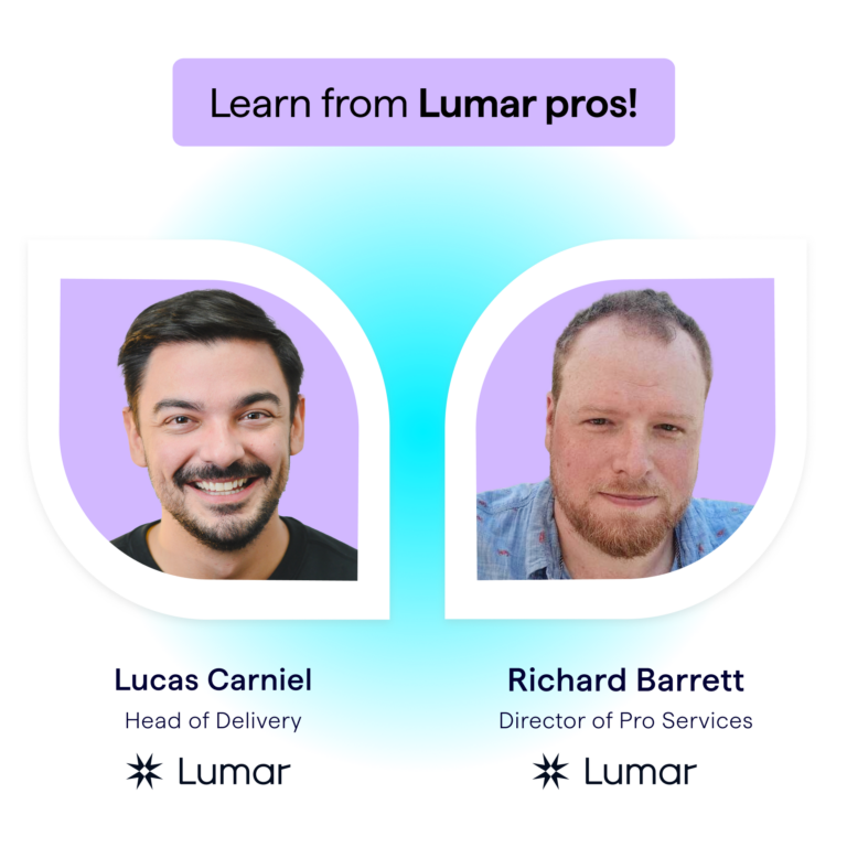 Expert Webinar Speakers - Lucas Carniel, Head of Delivery at Lumar and Richard Barrett, Director of SEO Professional Services at Lumar