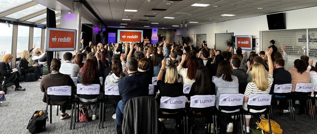 Ivana Flynn discussing how to use Reddit to drive website traffic at BrightonSEO.